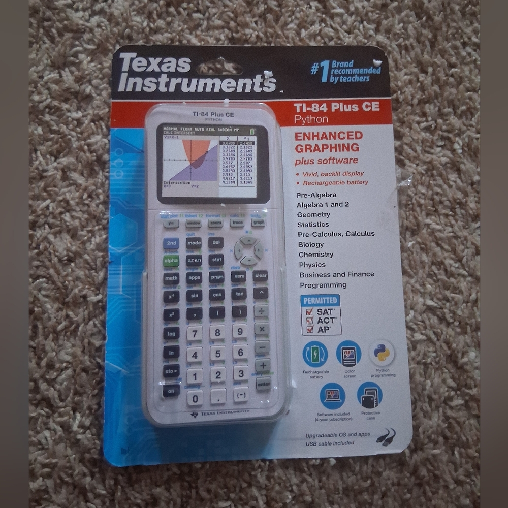 TEXAS INSTRUMENTS TI-84 PLUS CE ENHANCED GRAPHING CALCULATOR xca (WHITE)
